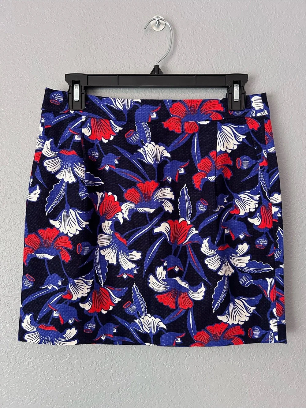J Crew Red White & Blue Floral Mini Skirt Size 2